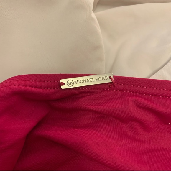 MICHAEL KORS fuchsia pink size 12 swimsuit one piece with metal accent halter - Picture 6 of 12